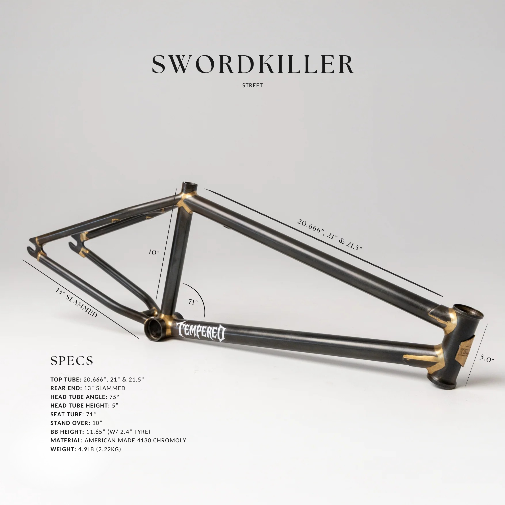 Tempered Swordkiller BMX Frame - HANDCRAFTED DOWN UNDER